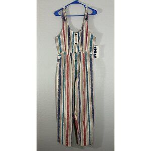 Vintage Retro 80’s 90’s Y2K Striped NWT Button‎ Front Jumpsuit Size 9/10